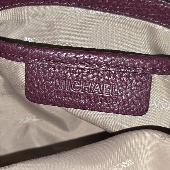 Michael Kors Jet Set Large Gold Chain Plum Grain Leather Shoulder Bag Tote - Picture 11 of 16